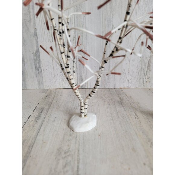 Dept 56 bare branch tree white stripped village accessory Xmas set - Picture 2 of 8